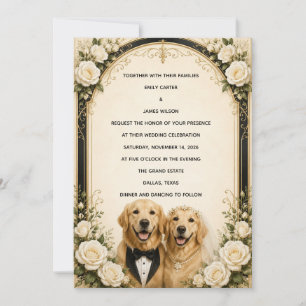 Persoonlijke Elegante Black Tie Golden Retriever T Kaart