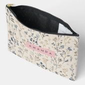 Persoonlijke Elegante Blauwe & Beige Wilde Bloem Etui (Open)