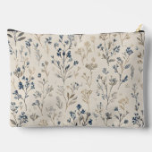 Persoonlijke Elegante Blauwe & Beige Wilde Bloem Etui (Achterkant)