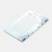 Persoonlijke Elegante Blauwe Bloemen Post-It® Noti Notes (Schuin)