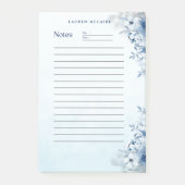 Persoonlijke Elegante Blauwe Bloemen Post-It® Noti Notes (Voorkant)