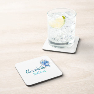 Persoonlijke Elegante Blauwe Bloemrijke Bruidsdouc Bier Onderzetter