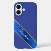 Persoonlijke Elegante Blauwe & Gouden iPhone Hoesj Case-Mate iPhone Case (Achterkant)