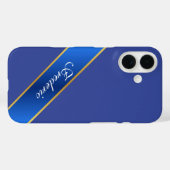 Persoonlijke Elegante Blauwe & Gouden iPhone Hoesj Case-Mate iPhone Case (Achterkant (horizontaal))
