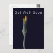 Persoonlijke Elegante Bloem op Zwarte 'Get Well' Briefkaart (Voorkant / Achterkant)
