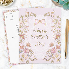 Persoonlijke Elegante Bloemige Gelukkige Moederdag Briefkaart