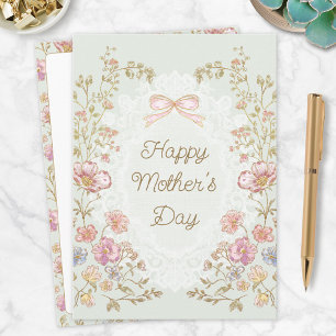 Persoonlijke Elegante Bloemige Gelukkige Moederdag Kaart