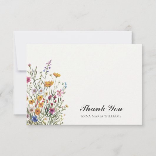 Persoonlijke Elegante Boho Chic Bloemen Bedankkaart (Voorkant)