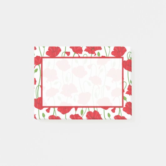 Persoonlijke Elegante Botanische Rode Klaproos Blo Post-it® Notes (Voorkant)