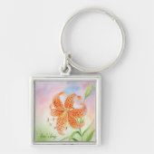 Persoonlijke Elegante Botanische Tijgerlelie Sleutelhanger (Voorkant)