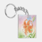 Persoonlijke Elegante Botanische Tijgerlelie Sleutelhanger (Voorkant Links)