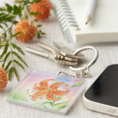 Persoonlijke Elegante Botanische Tijgerlelie Sleutelhanger (Voorkant Rechts)