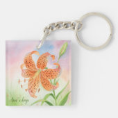 Persoonlijke Elegante Botanische Tijgerlelie Sleutelhanger (Achterkant)