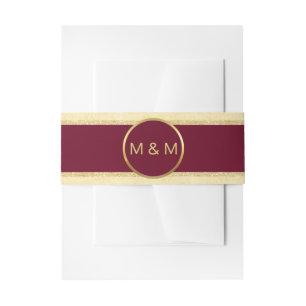 Persoonlijke Elegante Burgundy Gouden Glitter Brui Uitnodigingen Wikkel