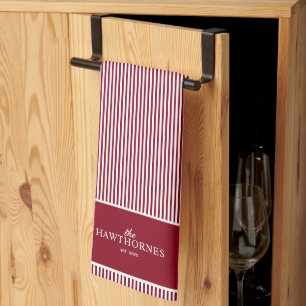 Persoonlijke Elegante Burgundyrode Streep Theedoek