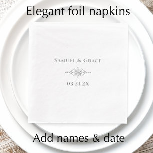 Persoonlijke Elegante Diamanten Trouwverjaardag Folie Servetten
