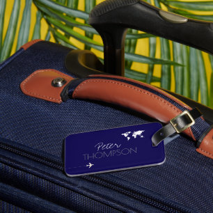 Persoonlijke elegante donkerblauwe reisaccessoires bagagelabel