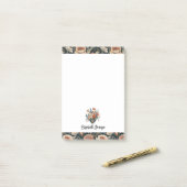 Persoonlijke Elegante Donkere Bloemen Post-it® Notes (Op bureau)