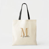 Persoonlijke elegante eenvoudige naam en monogram tote bag (Voorkant)