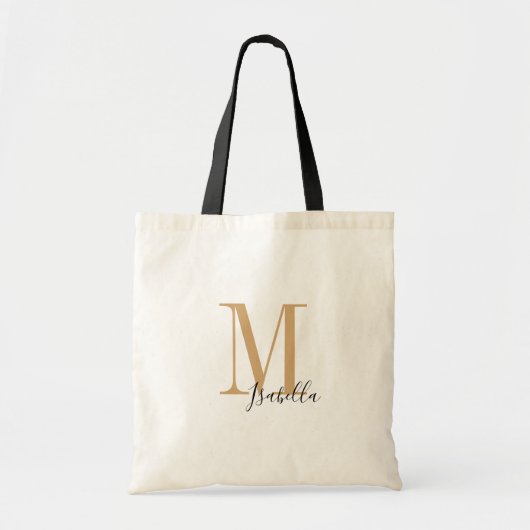 Persoonlijke elegante eenvoudige naam en monogram tote bag (Voorkant)