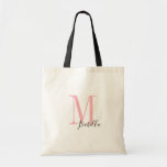 Persoonlijke elegante eenvoudige naam en monogram tote bag<br><div class="desc">Elegant modern gepersonaliseerd monogram en noem canvas tassen in roze en zwarte kleur,  eenvoudig en stijlvol. geweldige gepersonaliseerde bridale feestcadeaus op trouwfeest,  vrijgezellenfeest of bachelorette party. Pas het monogram of de naam aan met uw keuze uit kleur of lettertype.</div>