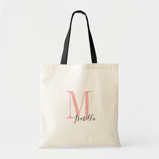 Persoonlijke elegante eenvoudige naam en monogram tote bag (Voorkant)