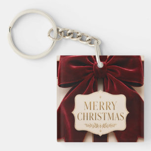 Persoonlijke Elegante Fluwelen Strik Kerststijl Sleutelhanger