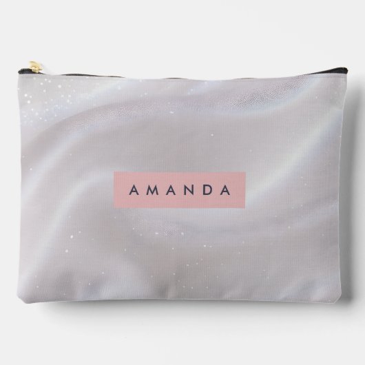 Persoonlijke Elegante Glans Witte Satijn Etui (Voorkant)