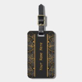 Persoonlijke Elegante Gouden Blad Bagage Label (Voorkant verticaal)