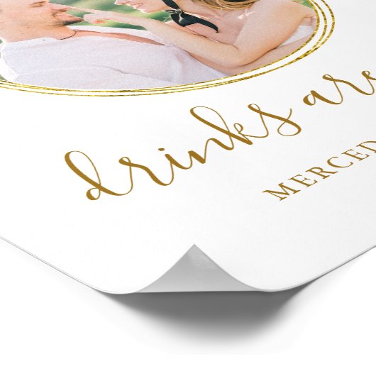 Persoonlijke elegante gouden foto voor open huweli poster (Hoek)