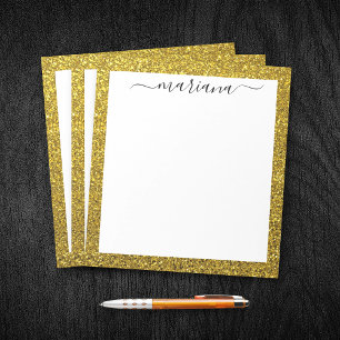 Persoonlijke Elegante Gouden Glitters, Modern Mini Notitieblok