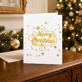 Persoonlijke Elegante Gouden Prettig Kerstmis Ster Kaart
