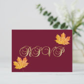 Persoonlijke Elegante Herfst Burgundy RSVP Trouwda (Staand voorkant)