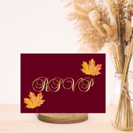 Persoonlijke Elegante Herfst Burgundy RSVP Trouwda Kaartje