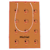 persoonlijke elegante kerst gingerbread medium cadeauzakje (Voorkant)