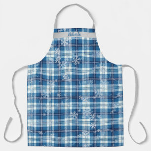 Persoonlijke Elegante Kerstmis Geruit Blauw Schort