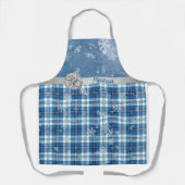 Persoonlijke Elegante Kerstmis Geruit Blauw Schort (Voorkant)