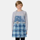 Persoonlijke Elegante Kerstmis Geruit Blauw Schort (Gedragen)