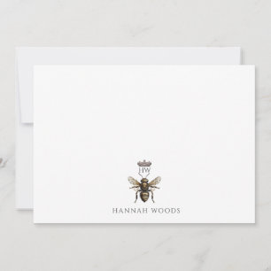 Persoonlijke Elegante Koningin-Bij-Kroonlogo Notitiekaartje
