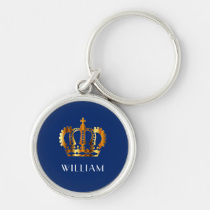 Persoonlijke Elegante Kroon Blauw Sleutelhanger