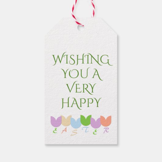 Persoonlijke Elegante Lente Tulpen, Pasen Wensen Cadeaulabel (Achterkant)