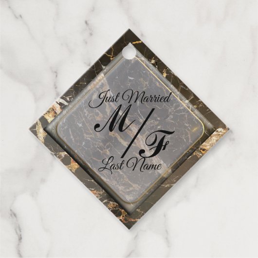 Persoonlijke Elegante Marmer Bedankjes Labels (Voorkant)