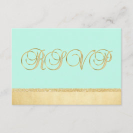 Persoonlijke Elegante MINT Gouden RSVP Trouwdag Kaart