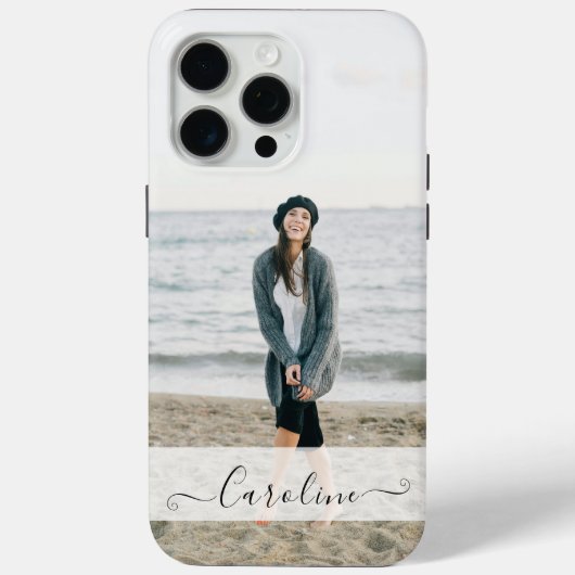 Persoonlijke Elegante Moderne Foto en Naam Case-Mate iPhone Case (Achterkant)