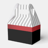 Persoonlijke Elegante Moderne Rode Lint en Streep Bedankdoosjes (Achterkant)