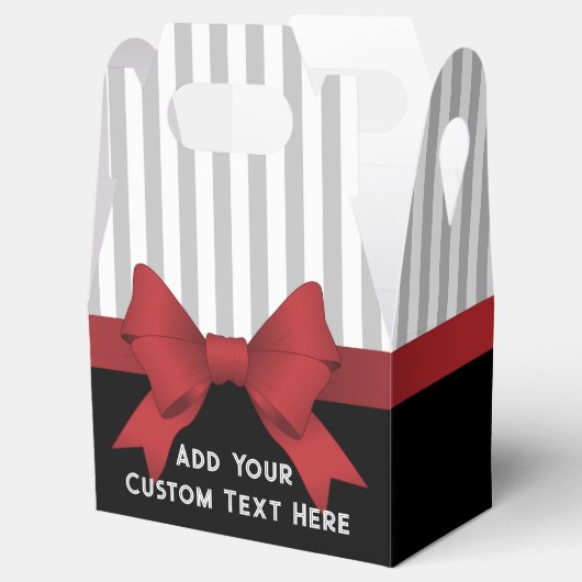 Persoonlijke Elegante Moderne Rode Lint en Streep Bedankdoosjes (Geopend)