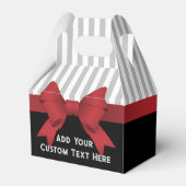 Persoonlijke Elegante Moderne Rode Lint en Streep Bedankdoosjes (Voorkant Zijde)