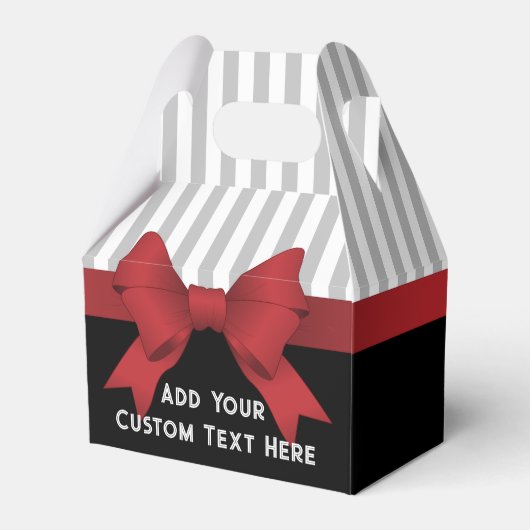 Persoonlijke Elegante Moderne Rode Lint en Streep Bedankdoosjes (Voorkant Zijde)