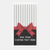 Persoonlijke Elegante Moderne Rode Lint en Streep Servet (Voorkant)