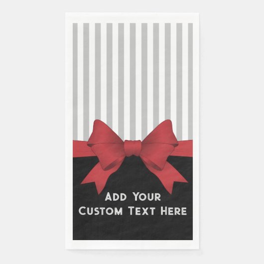 Persoonlijke Elegante Moderne Rode Lint en Streep Servet (Voorkant)